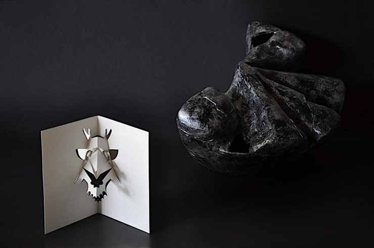 紙と石の二人展(折り紙建築/有座まさよ&石彫刻/A.Nakamura中村ケイ)