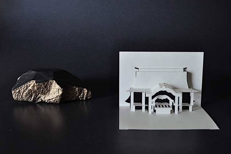 紙と石の二人展(折り紙建築/有座まさよ&石彫刻/A.Nakamura中村ケイ)